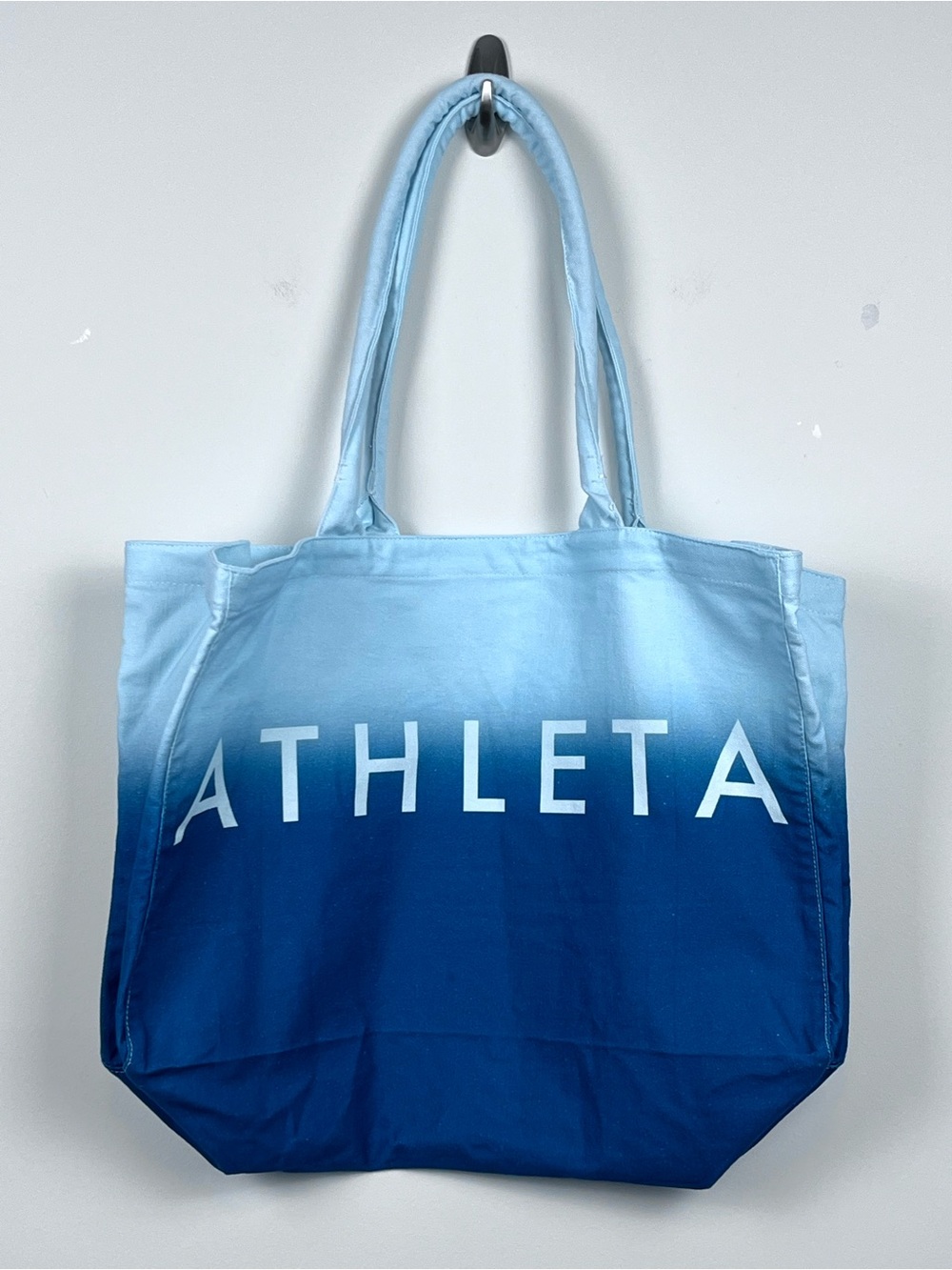 Athleta Blue Ombre Logo Large Cotton Canvas Beach Gym Tote Bag; Travel, Everyday